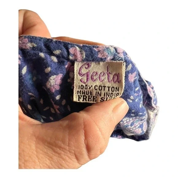 Vintage 70's India Blouse Tunic Peacock Boho Hippie Top Lightweight Geeta - Picture 13 of 13